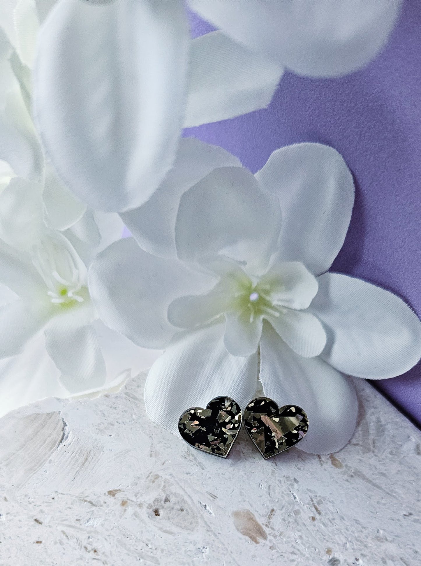 Black & Gold Heart Shards| Studs