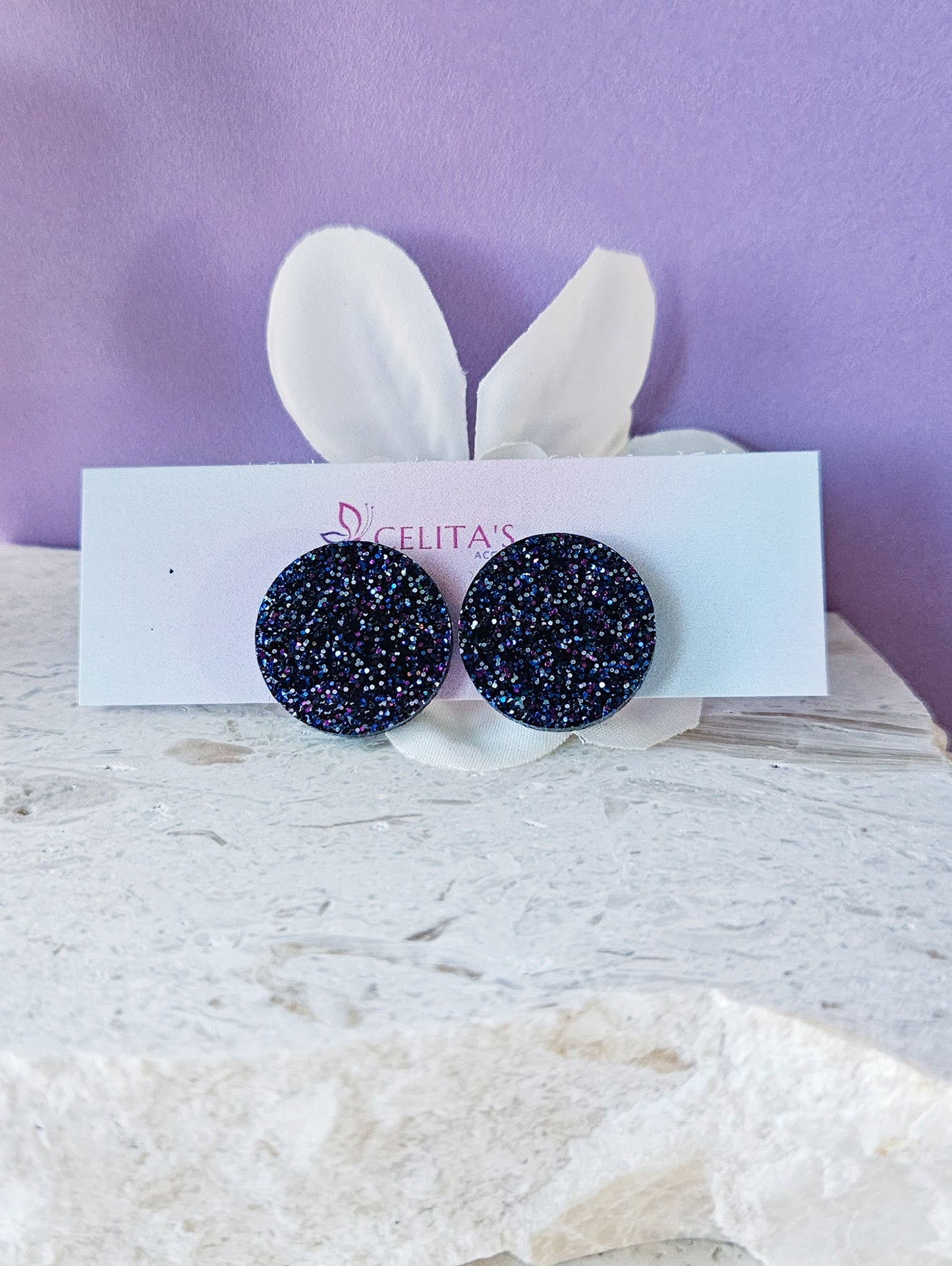 Blue Holographic Glitter|Studs