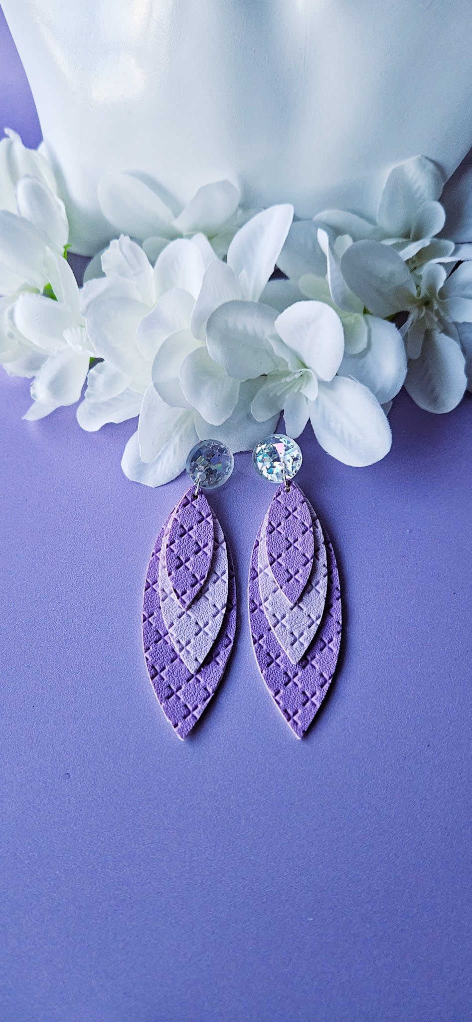 Purple Leaf Dangles w/ Silver Stud Top