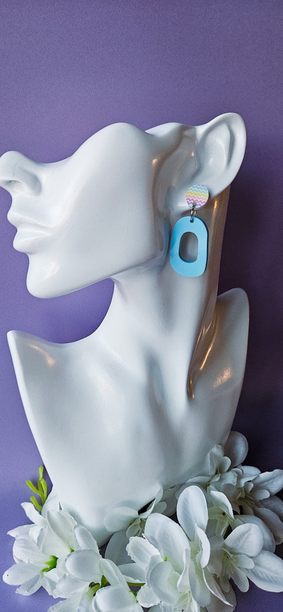 Light Blue Dangles w/Rainbow Stud Top