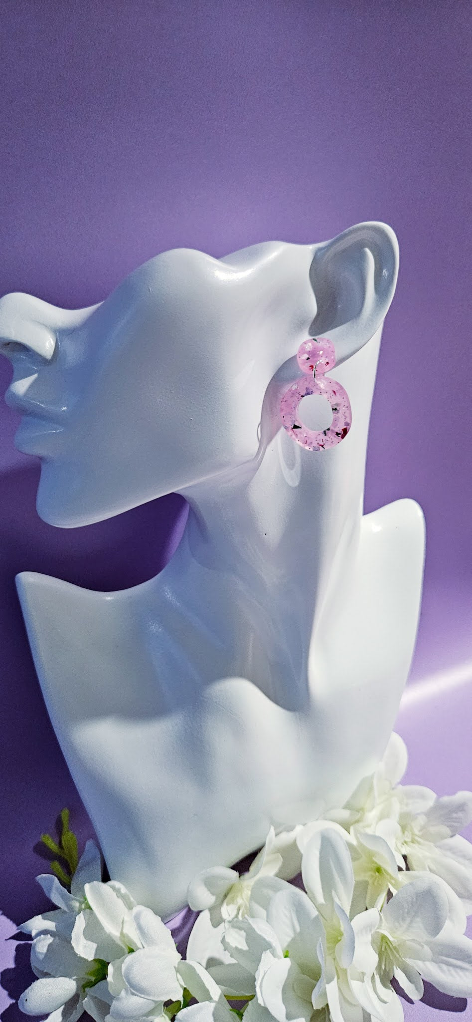 Pink Confetti Dangles with Pink Confetti Stud Top