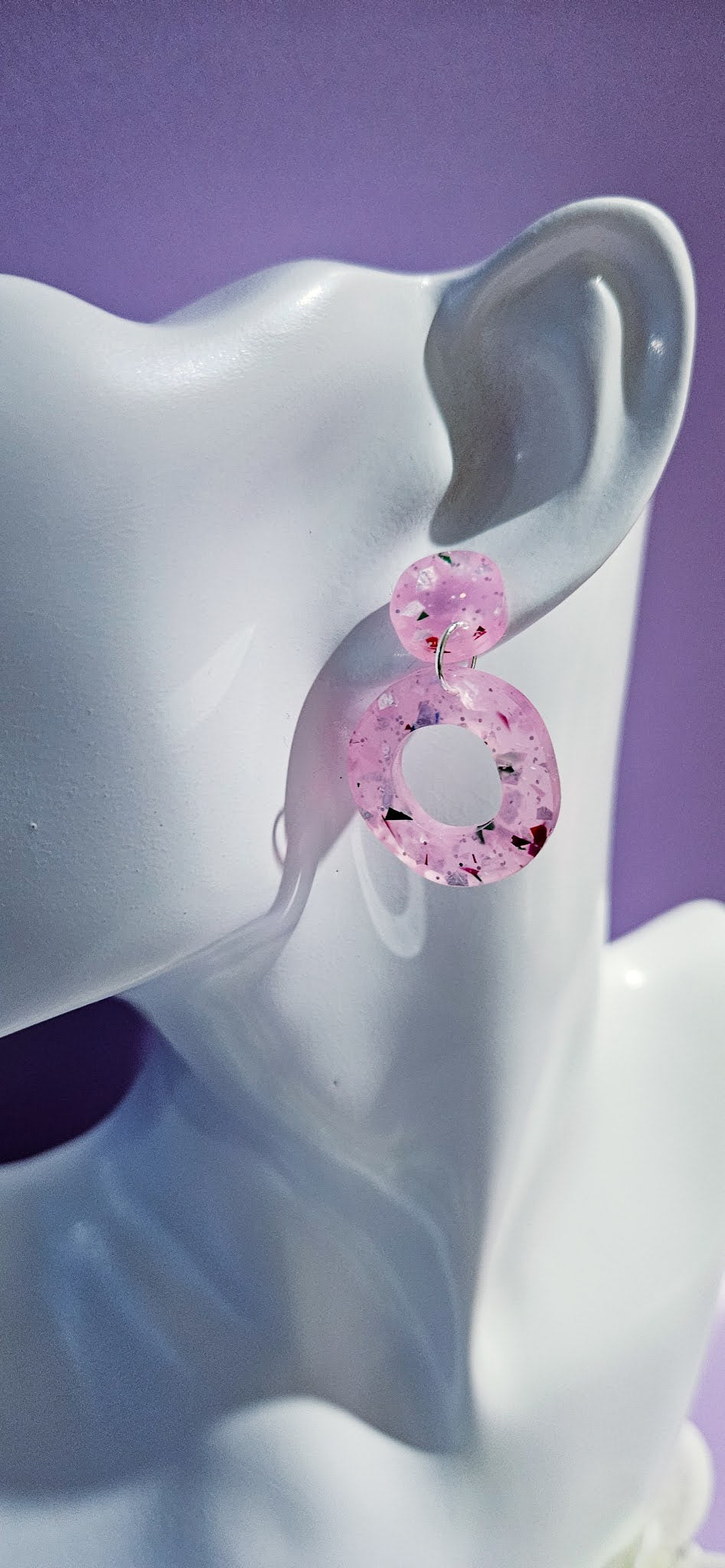 Pink Confetti Dangles with Pink Confetti Stud Top