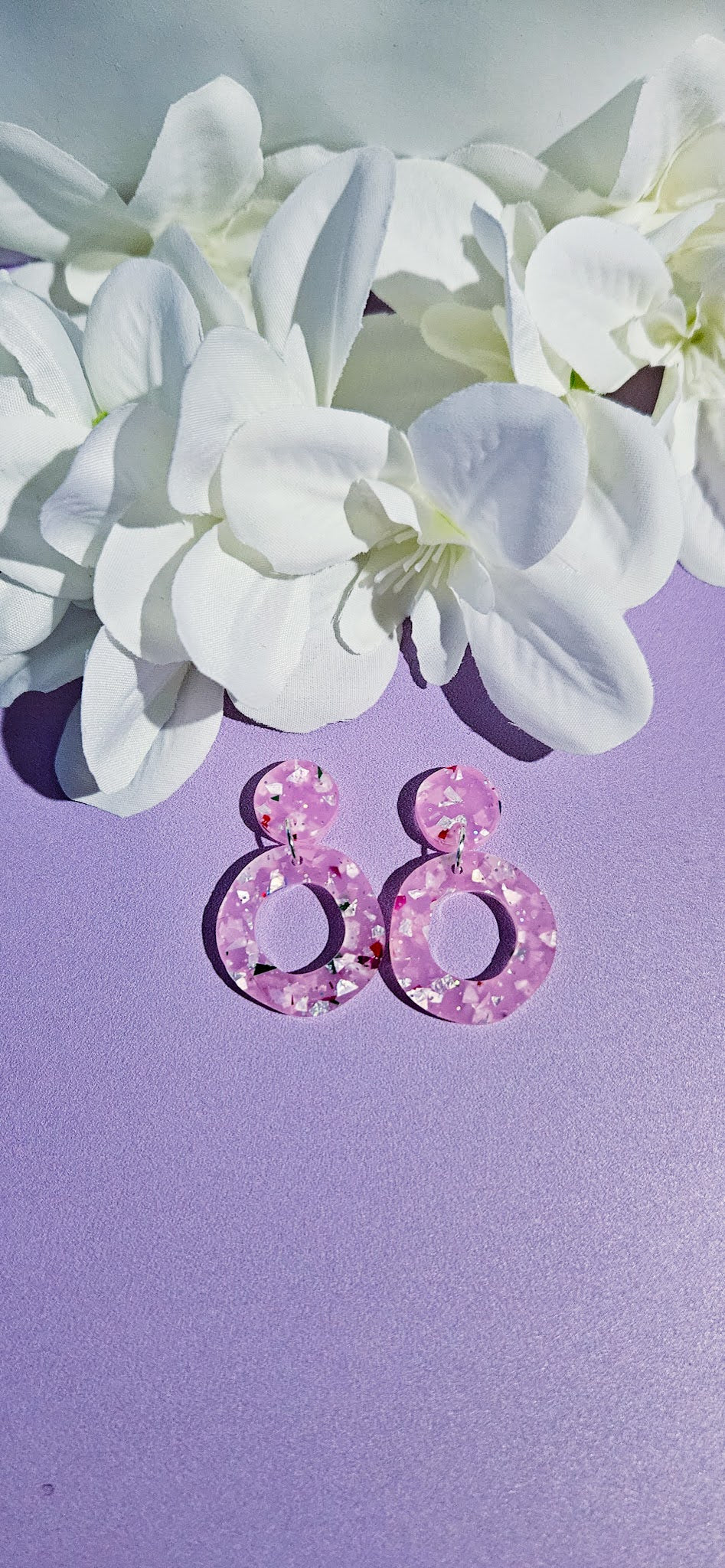 Pink Confetti Dangles with Pink Confetti Stud Top
