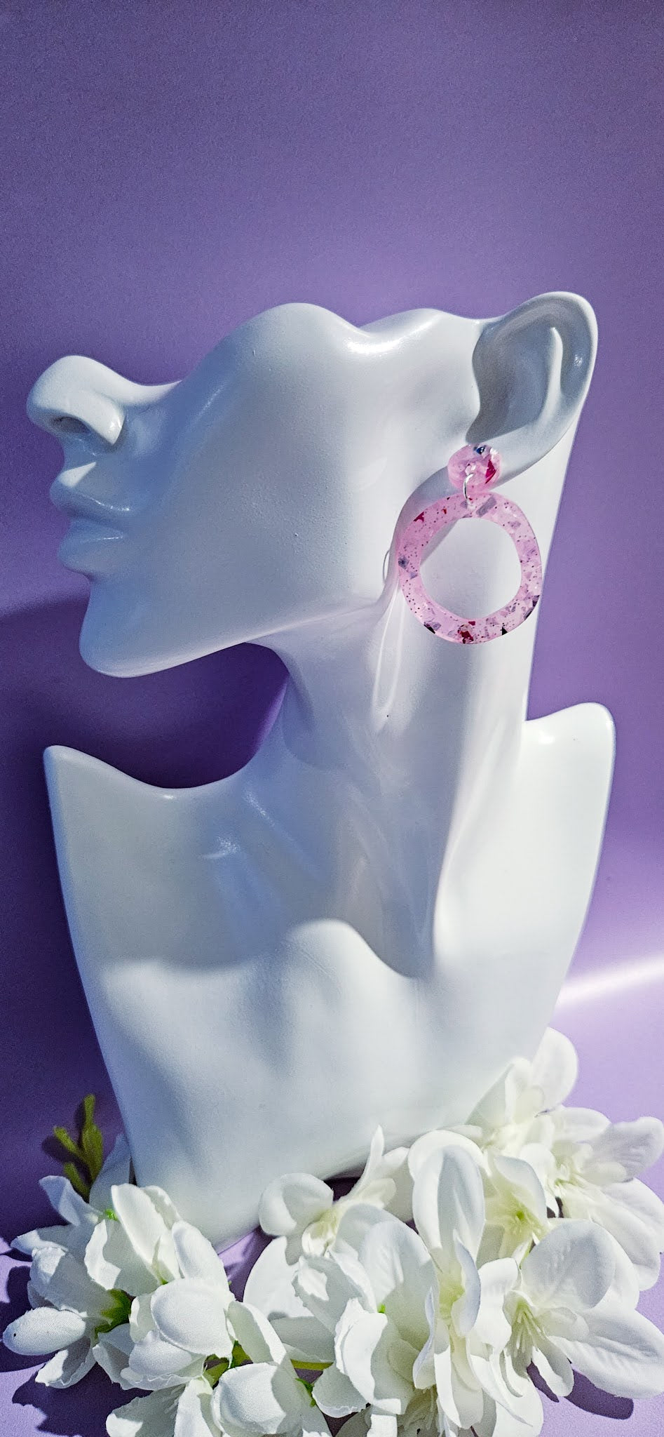 Pink Confetti Dangles with Pink Confetti Stud Top