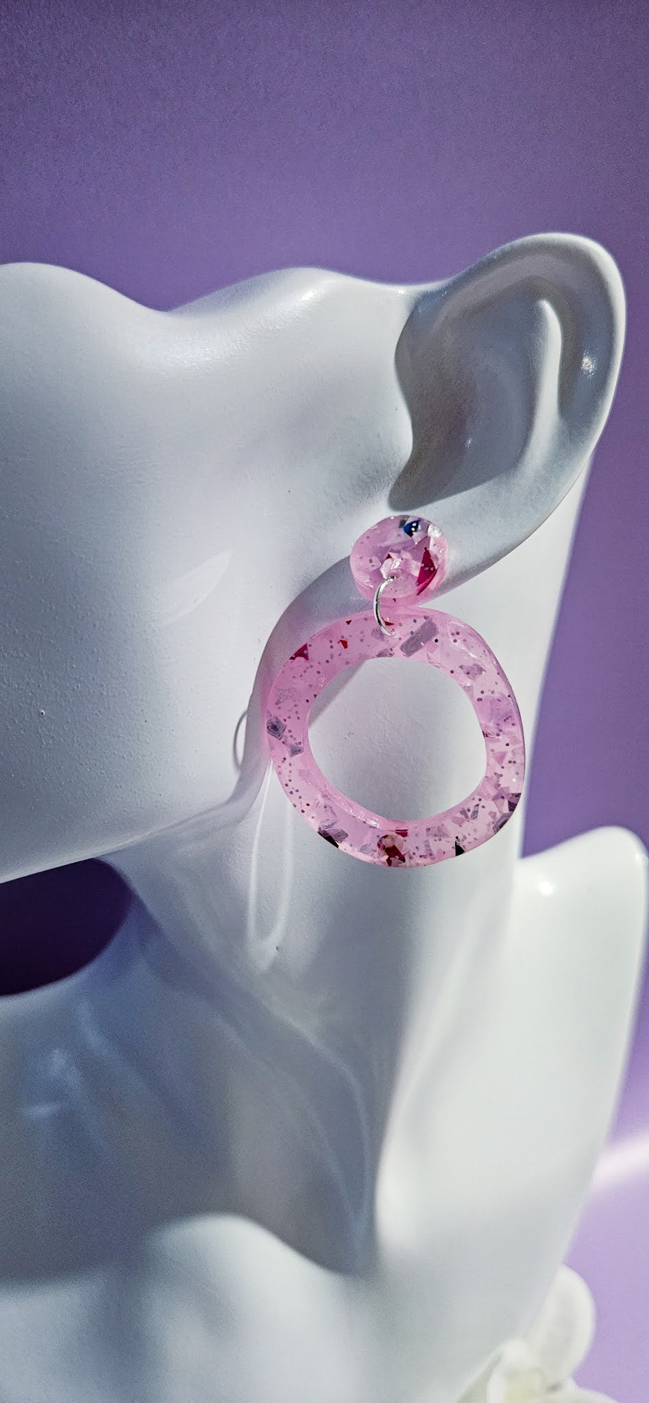 Pink Confetti Dangles with Pink Confetti Stud Top