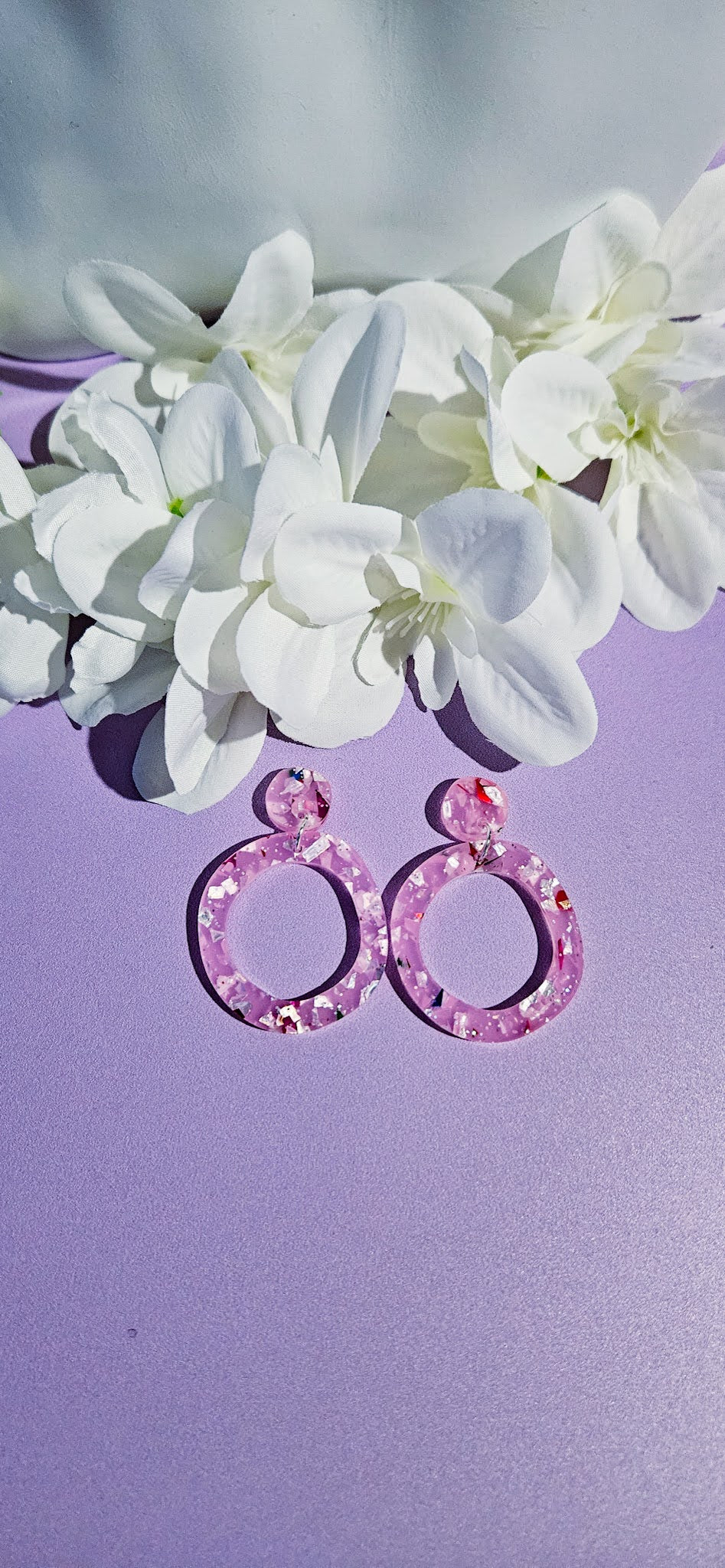 Pink Confetti Dangles with Pink Confetti Stud Top