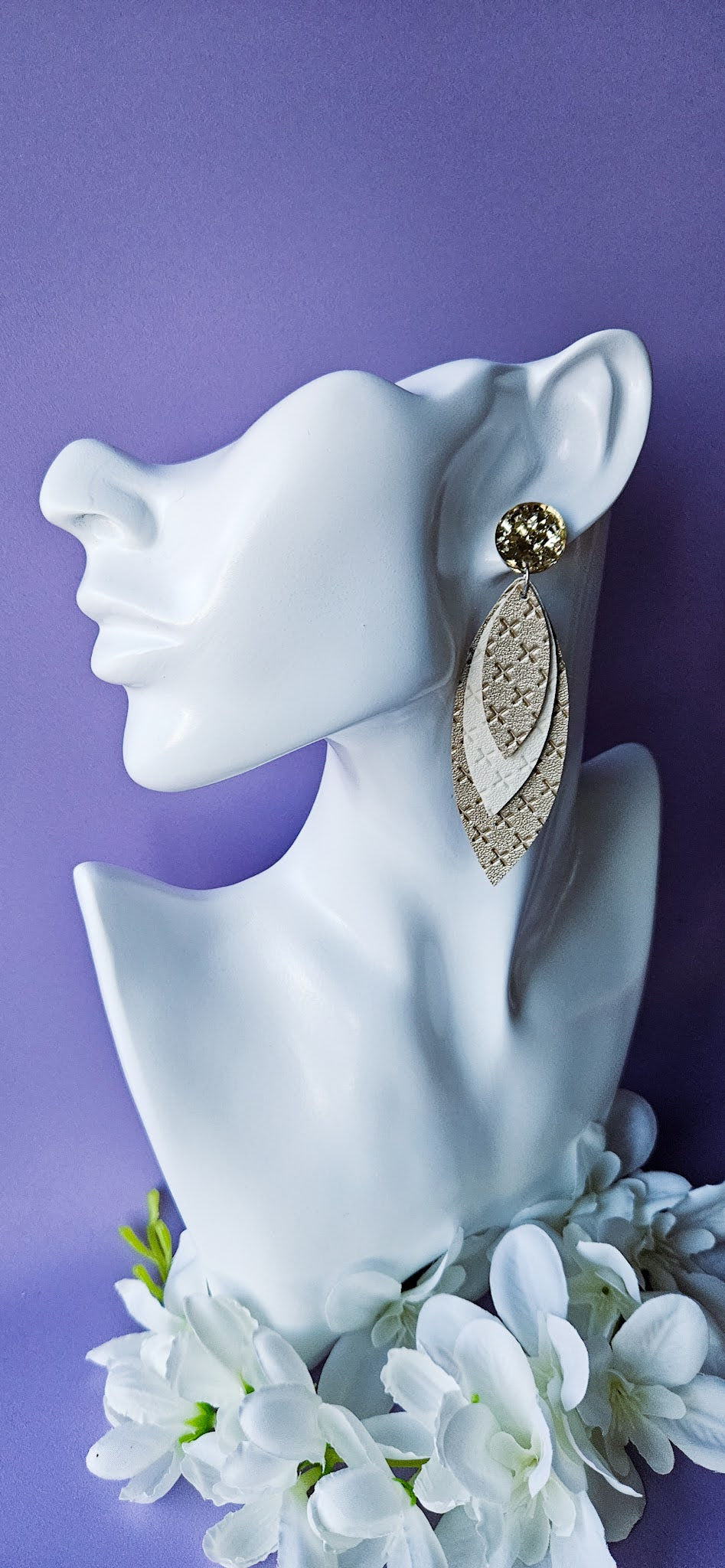 Golden Leaf Dangles w/Gold Stud Top