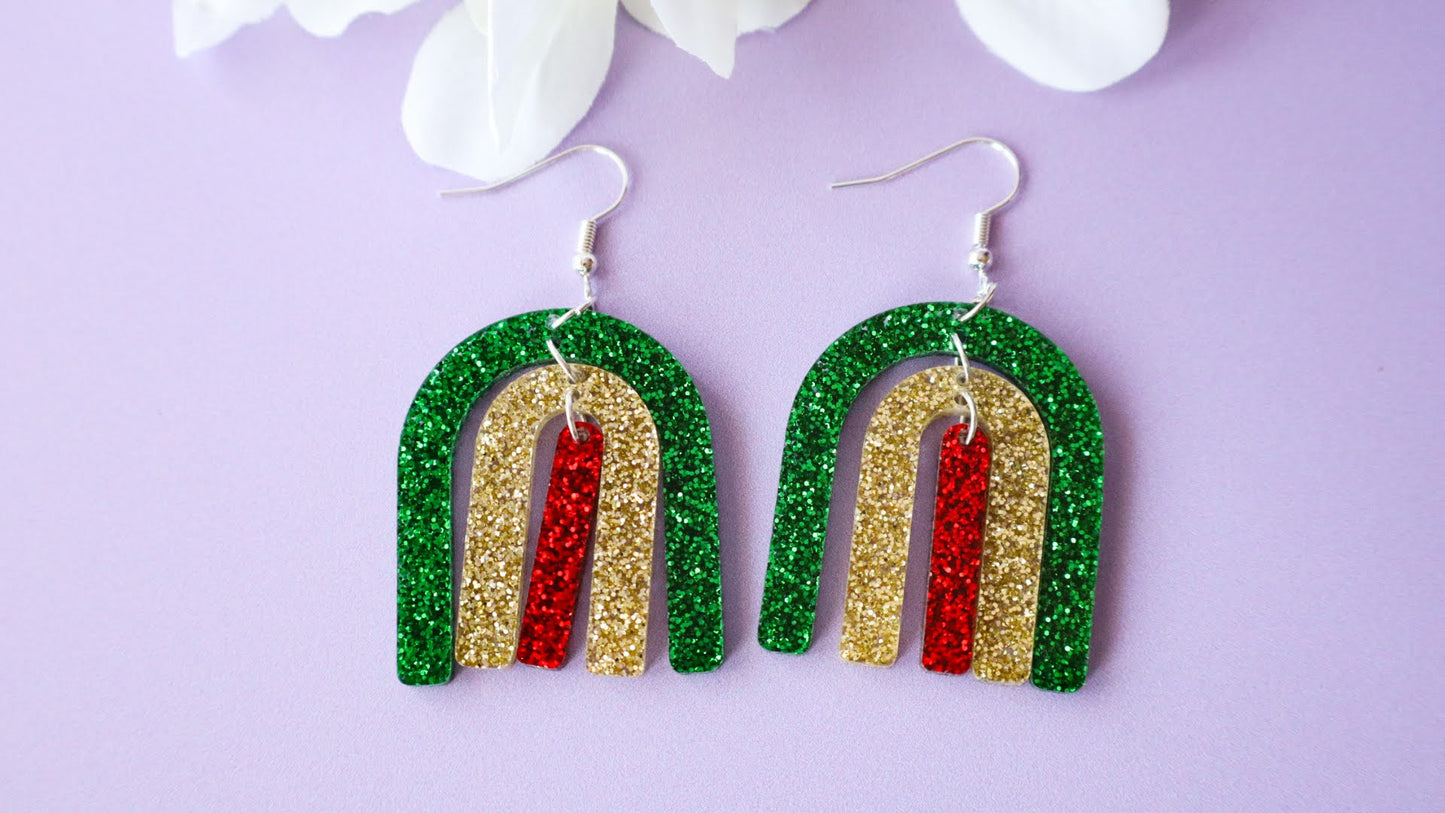 Traditional Rainbow Arch Christmas Glitter Dangles