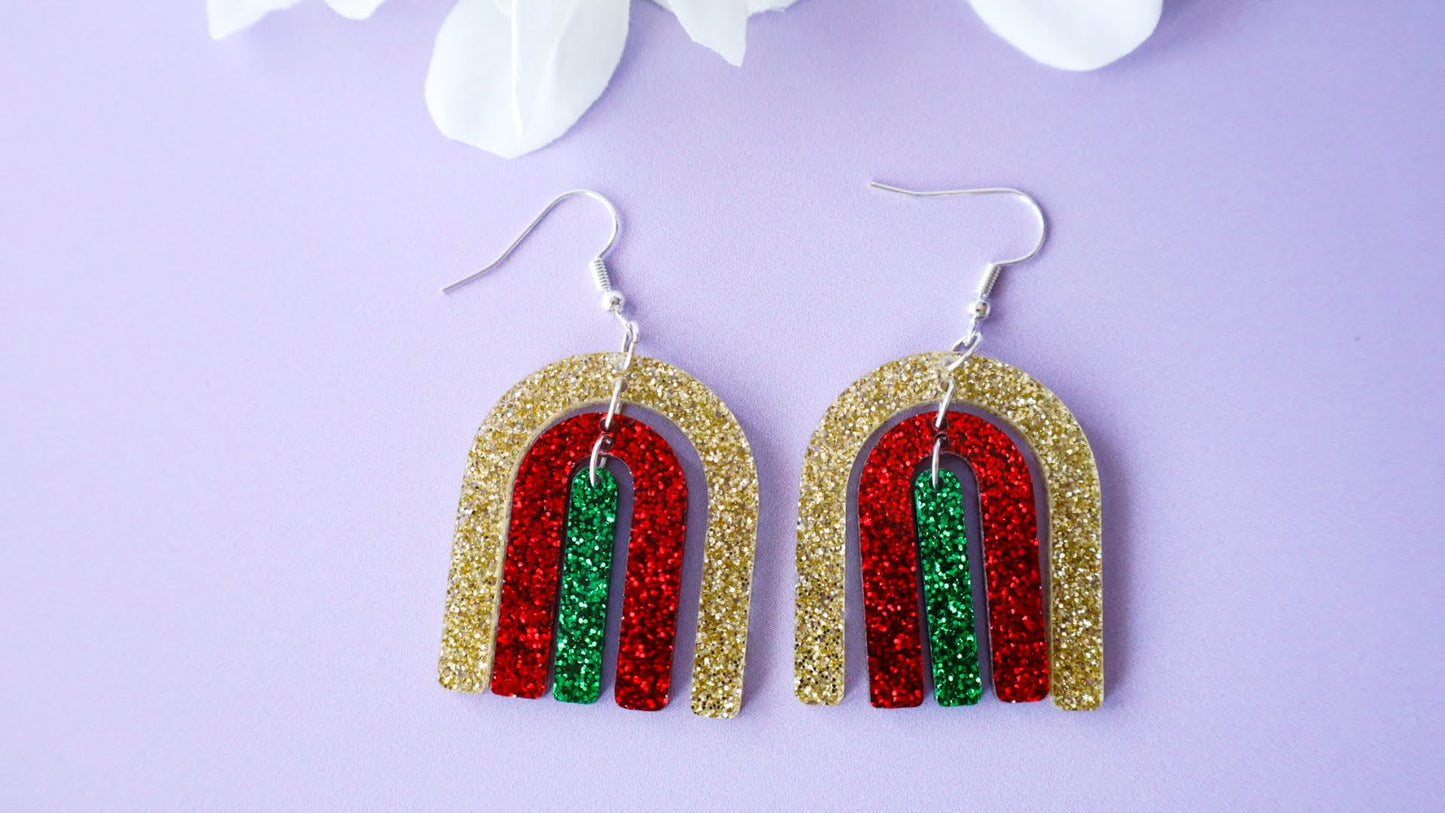 Traditional Rainbow Arch Christmas Glitter Dangles