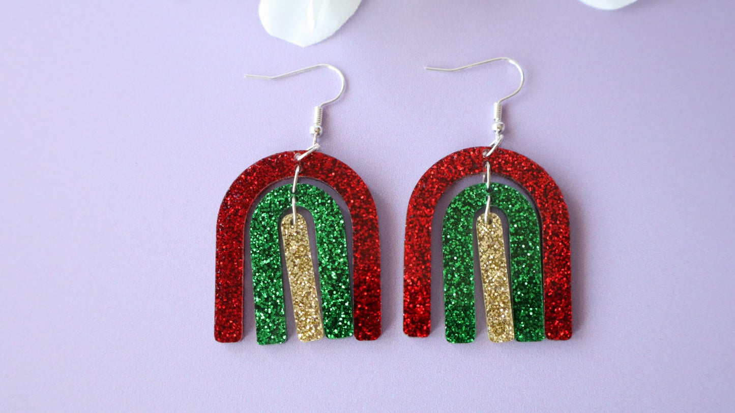 Traditional Rainbow Arch Christmas Glitter Dangles