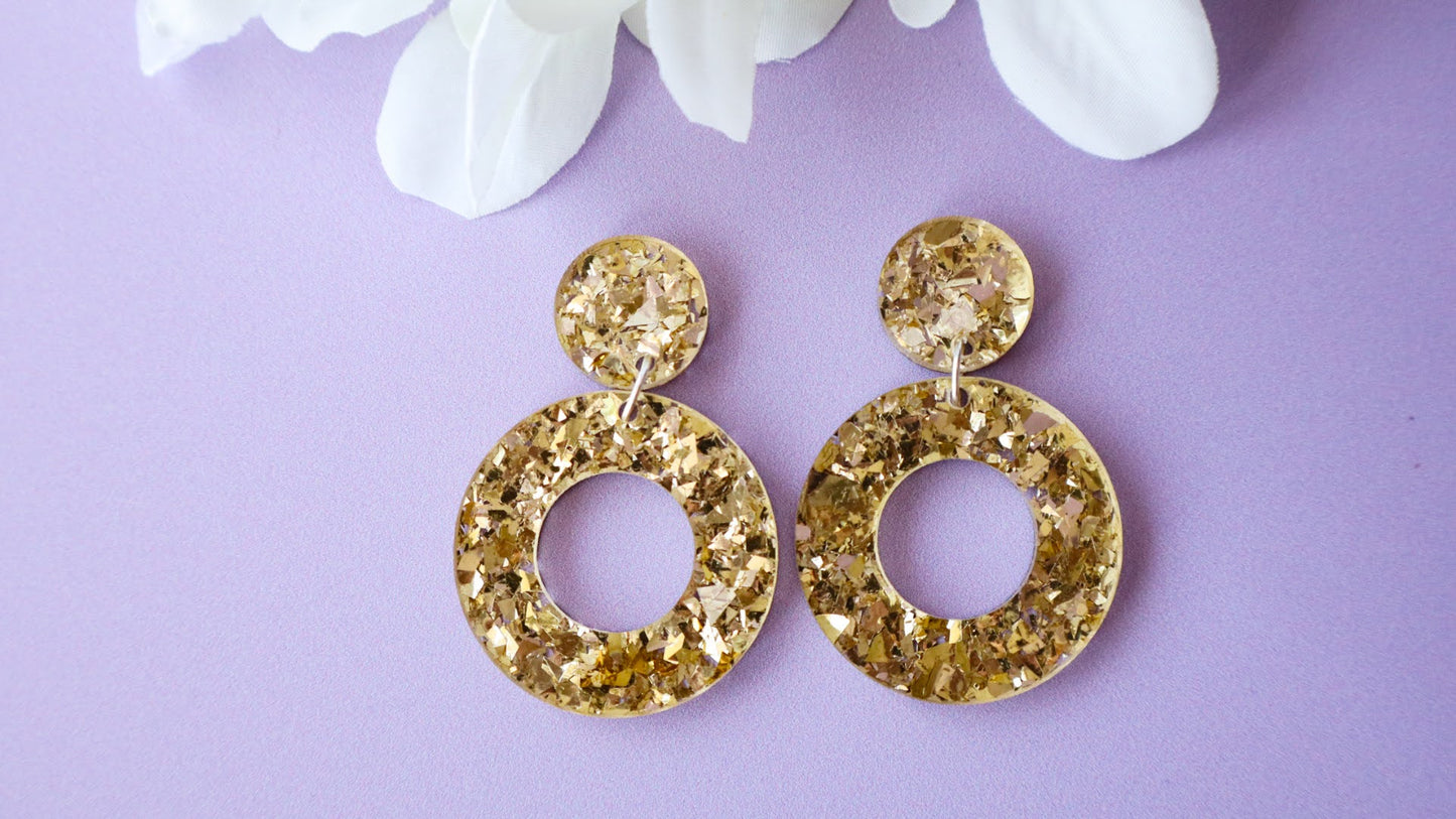 Chunky Gold Glitter Mini Hoops