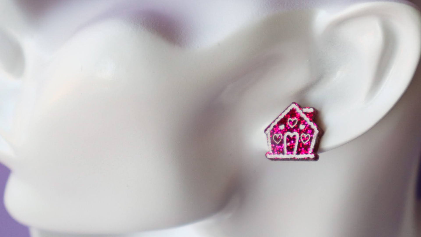 Hot Pink Gingerbread House Studs