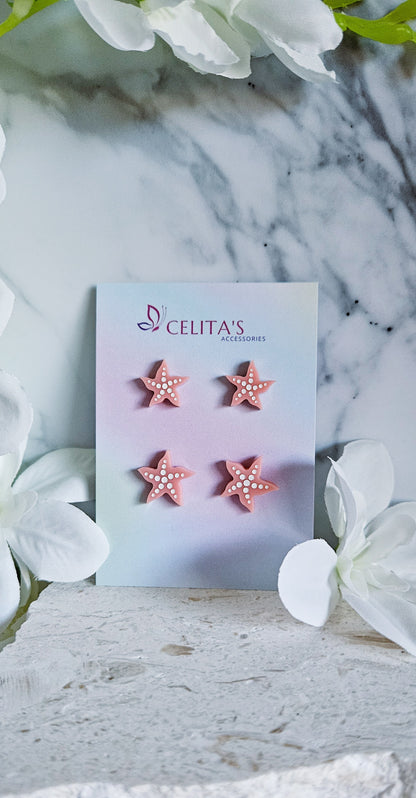 Pink Starfish Studs
