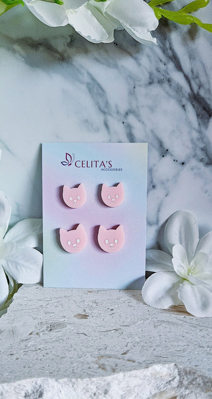 Pink Cat Studs