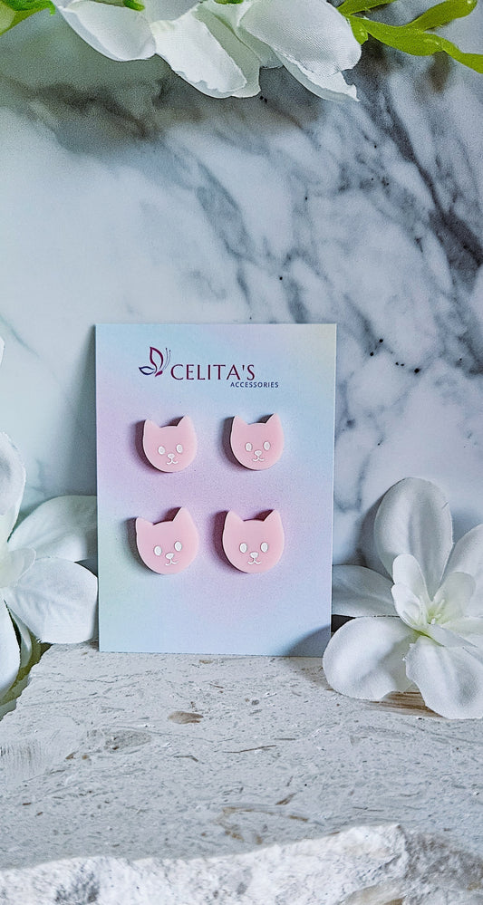 Pink Cat Studs