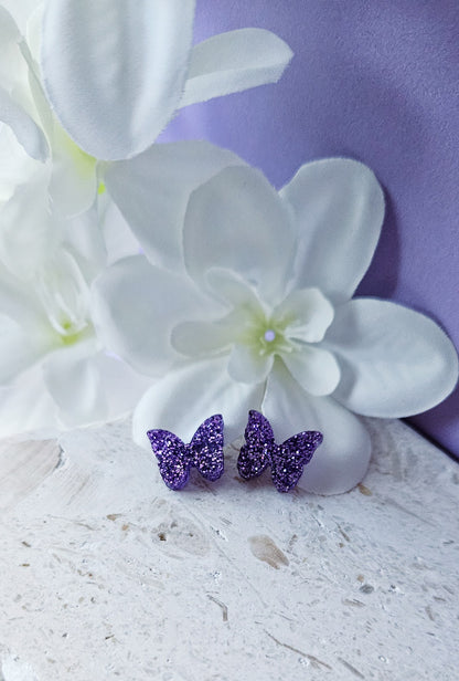 Glitter Butterflies|Studs
