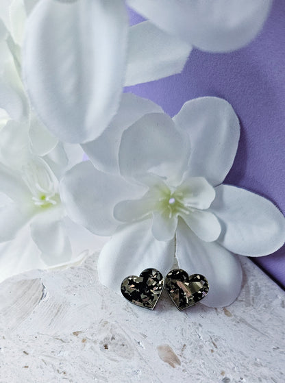 Black & Gold Heart Shards| Studs