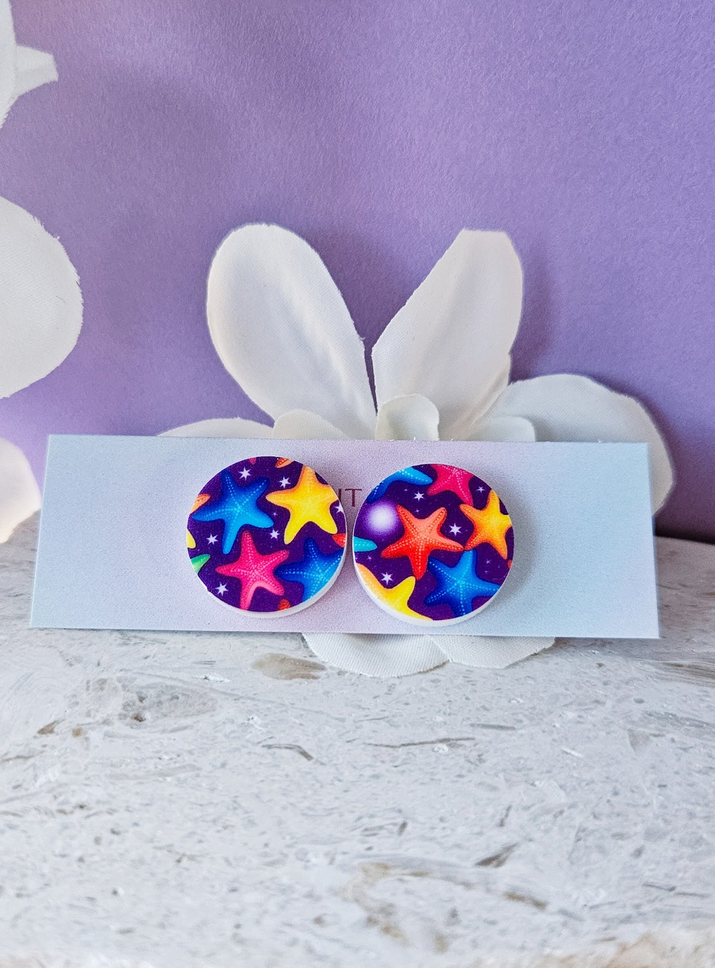 Colourful Starfish Studs