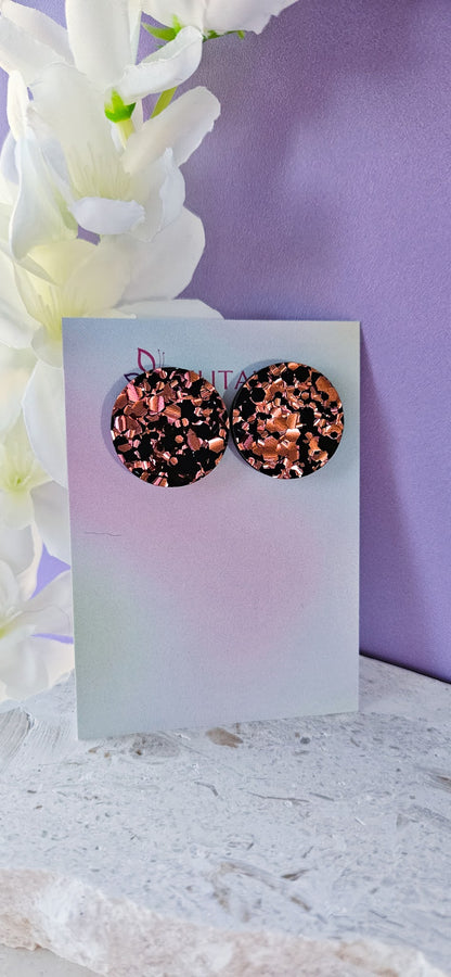 Black & Rose Glitter| Studs