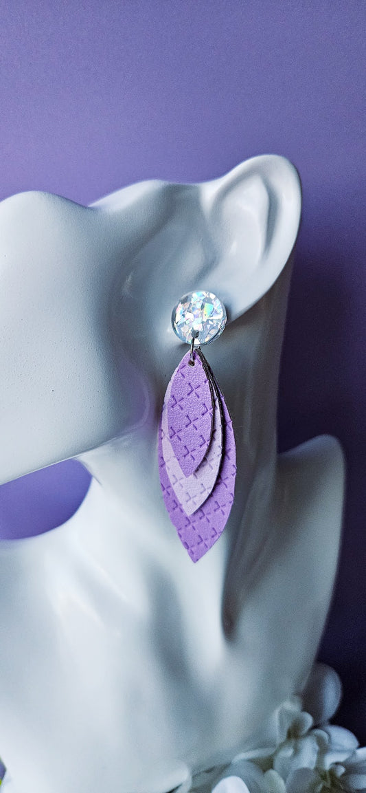 Purple Leaf Dangles w/ Silver Stud Top
