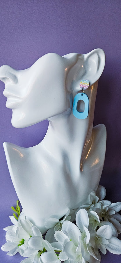 Light Blue Dangles w/Rainbow Stud Top