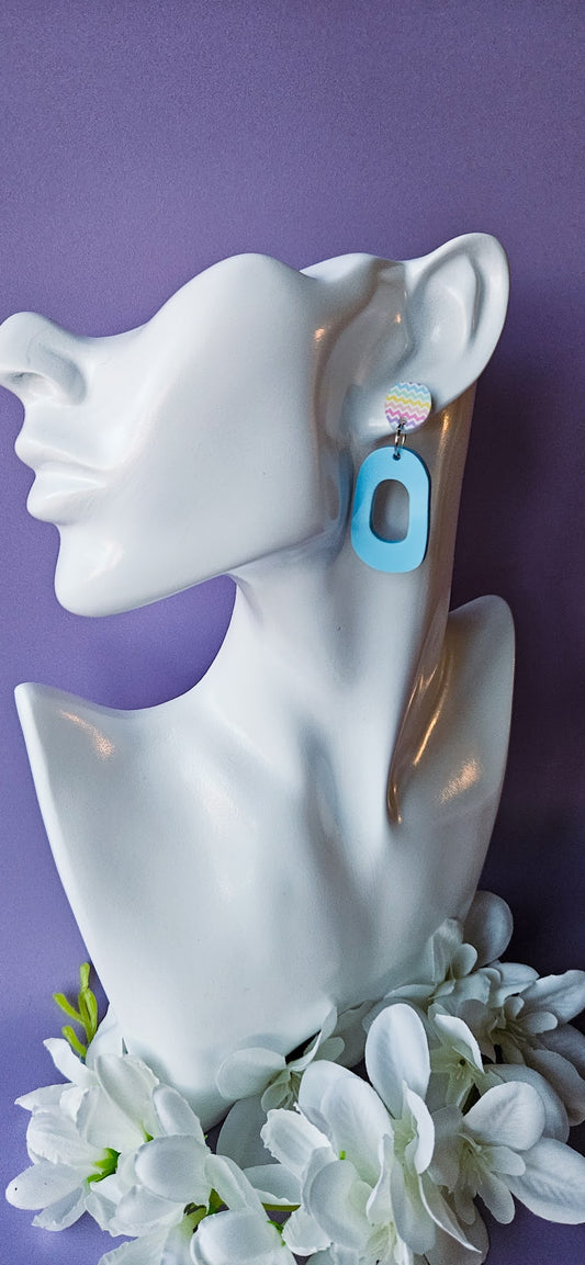 Light Blue Dangles w/Rainbow Stud Top