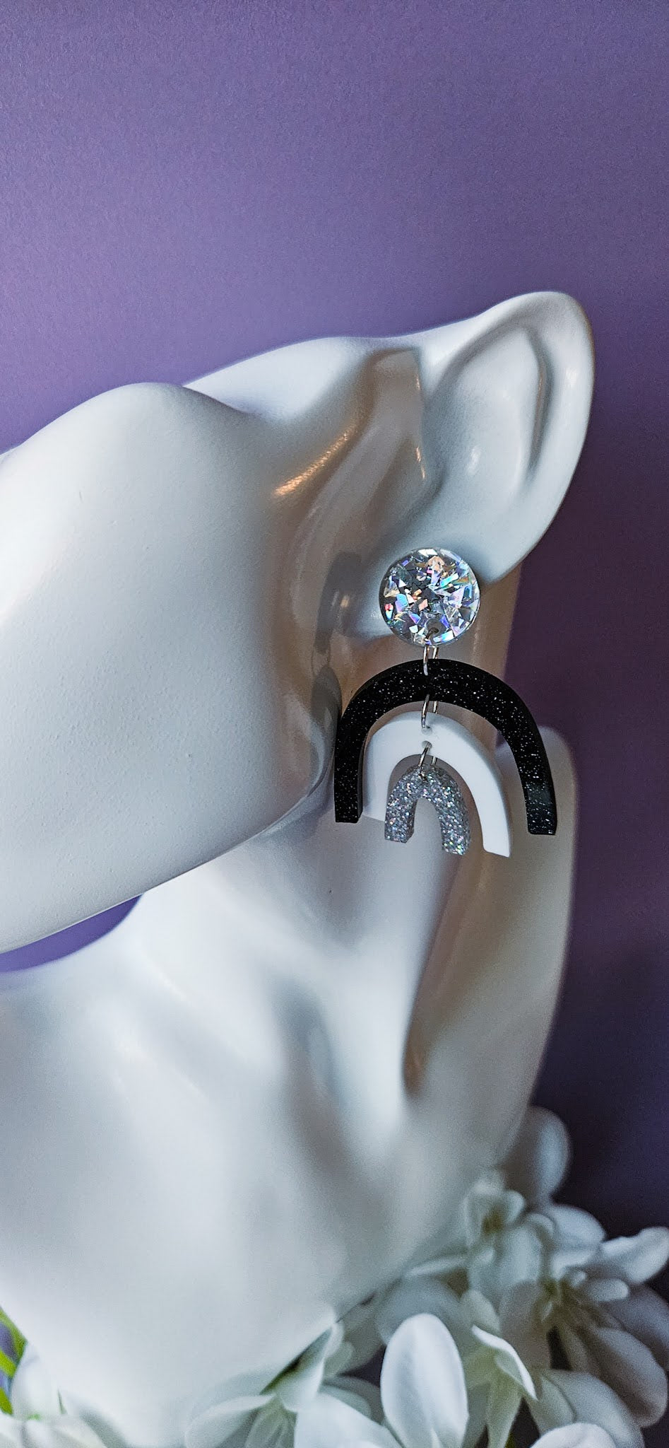 Black & Silver Rainbow Arch Dangles