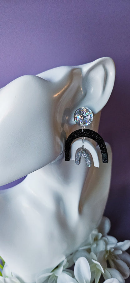 Black & Silver Rainbow Arch Dangles