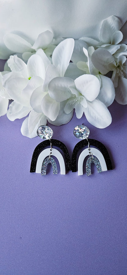 Black & Silver Rainbow Arch Dangles