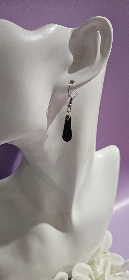 Black Glitter Long Drop Dangles