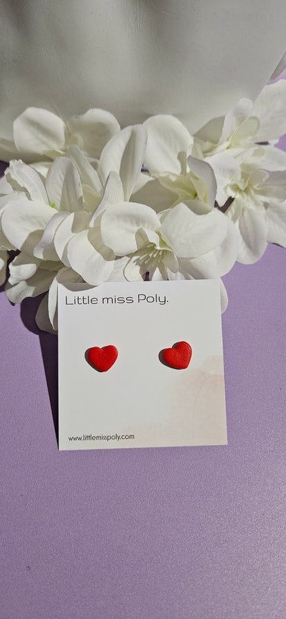 Mini Heart Studs - Assorted Colours by Little Miss Poly