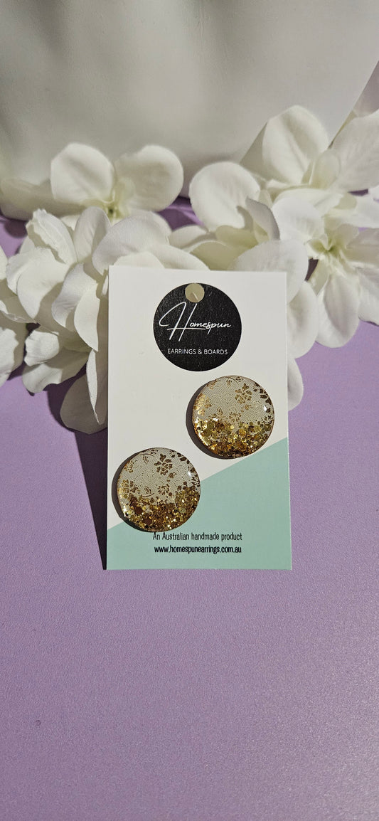 Large Sparkling Gold Studs by Homespun Earrings