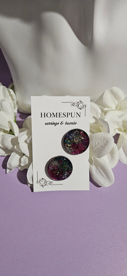 Large Glittery Rainbow by Homespun Earrings