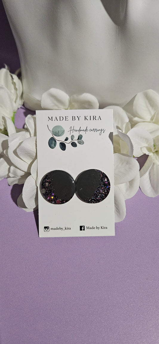 Large Glitterly Grey Studs by Made by Kira