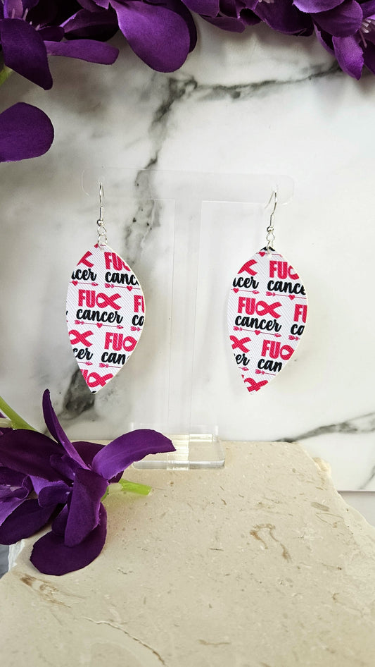 Fuck Cancer Teardrop Earrings