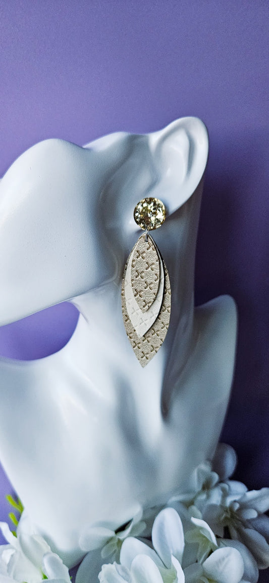 Golden Leaf Dangles w/Gold Stud Top
