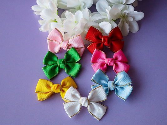 Gold Trim Ribbon Bows – Assorted Colours
