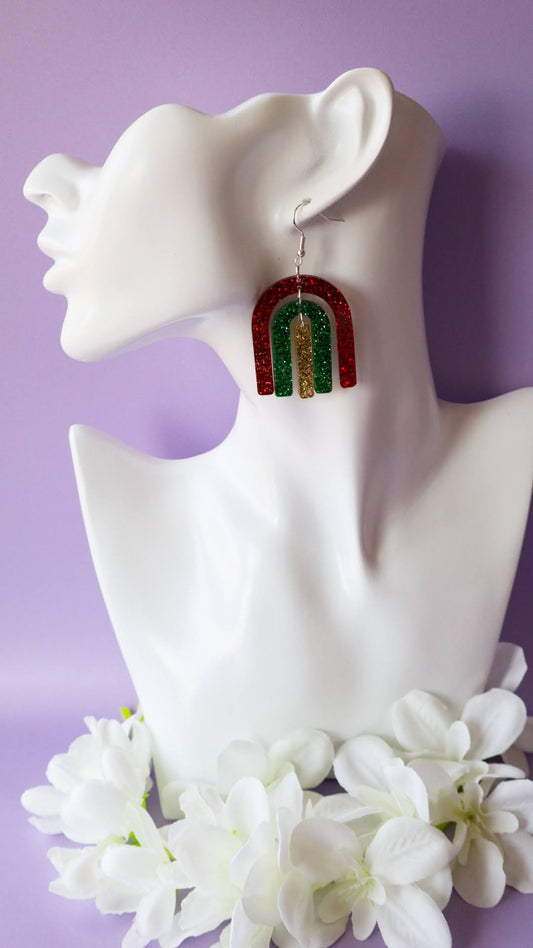 Traditional Rainbow Arch Christmas Glitter Dangles