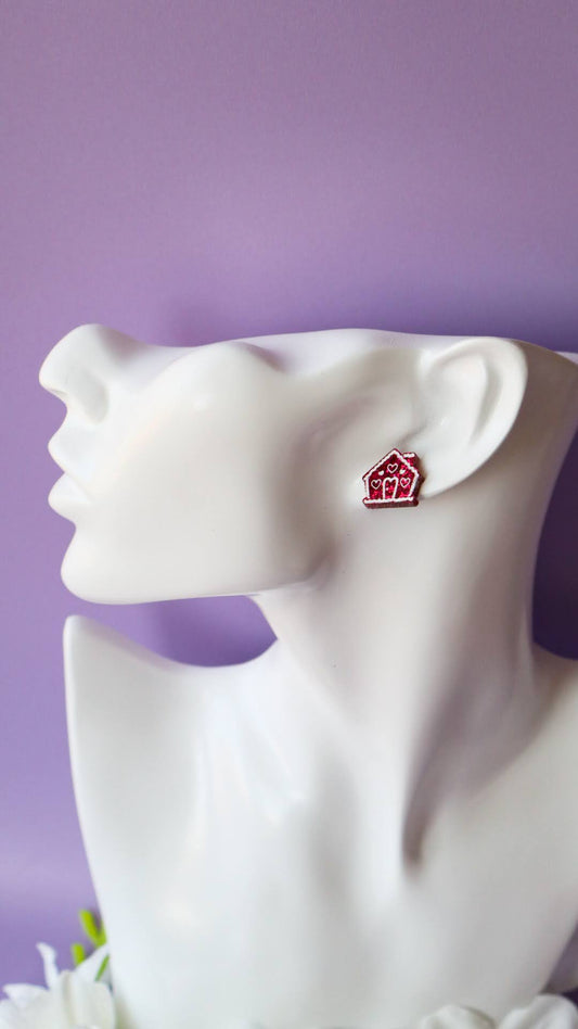 Hot Pink Gingerbread House Studs