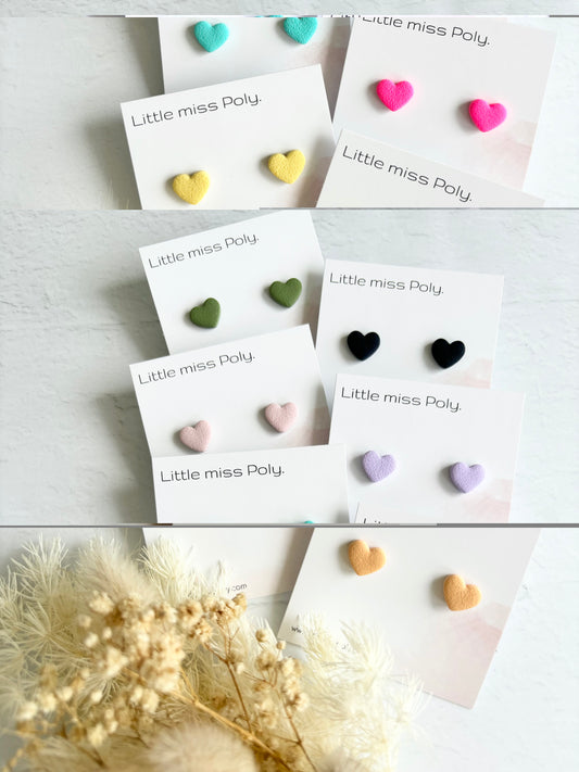 Mini Heart Studs - Assorted Colours by Little Miss Poly