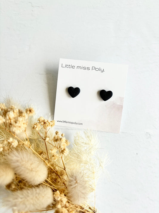 Mini Heart Studs - Almost Navy