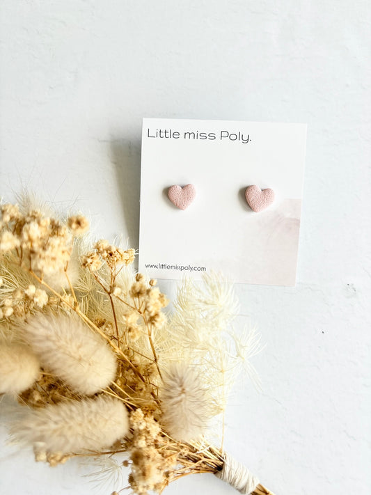 Mini Heart Studs - Dusty Pink