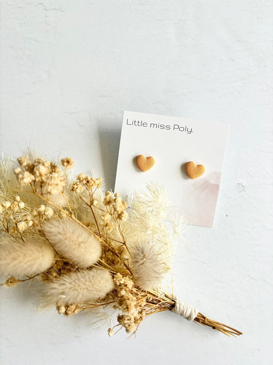 Mini Heart Studs - Orange