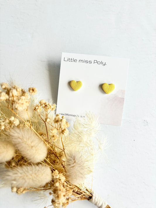 Mini Heart Studs - Yellow