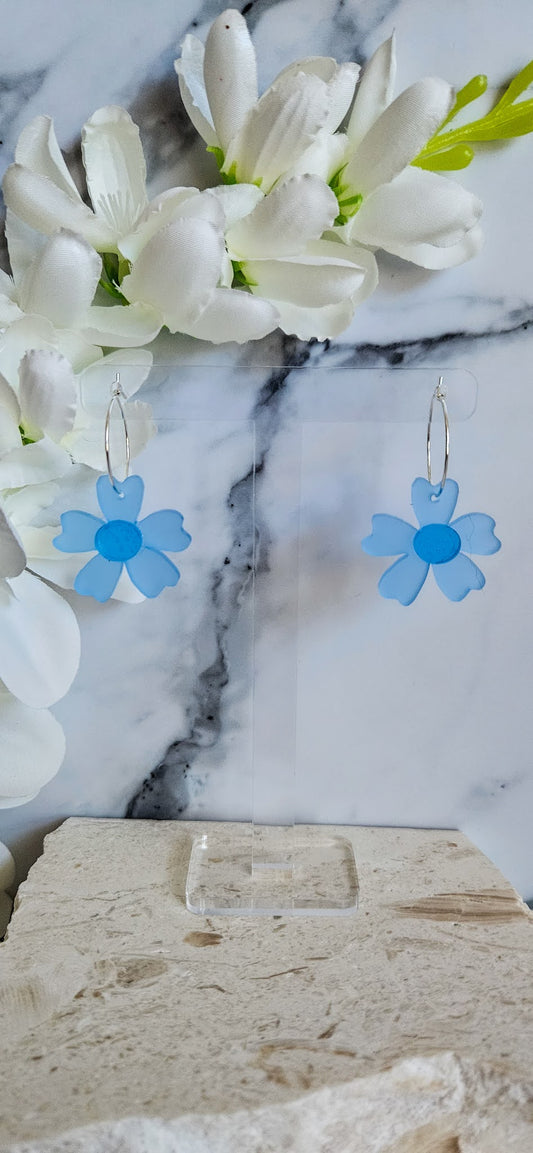 Sky Blue Daisy Dangles